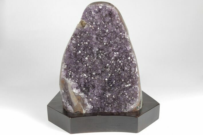 Tall Amethyst Cluster With Wood Base - Uruguay #199793